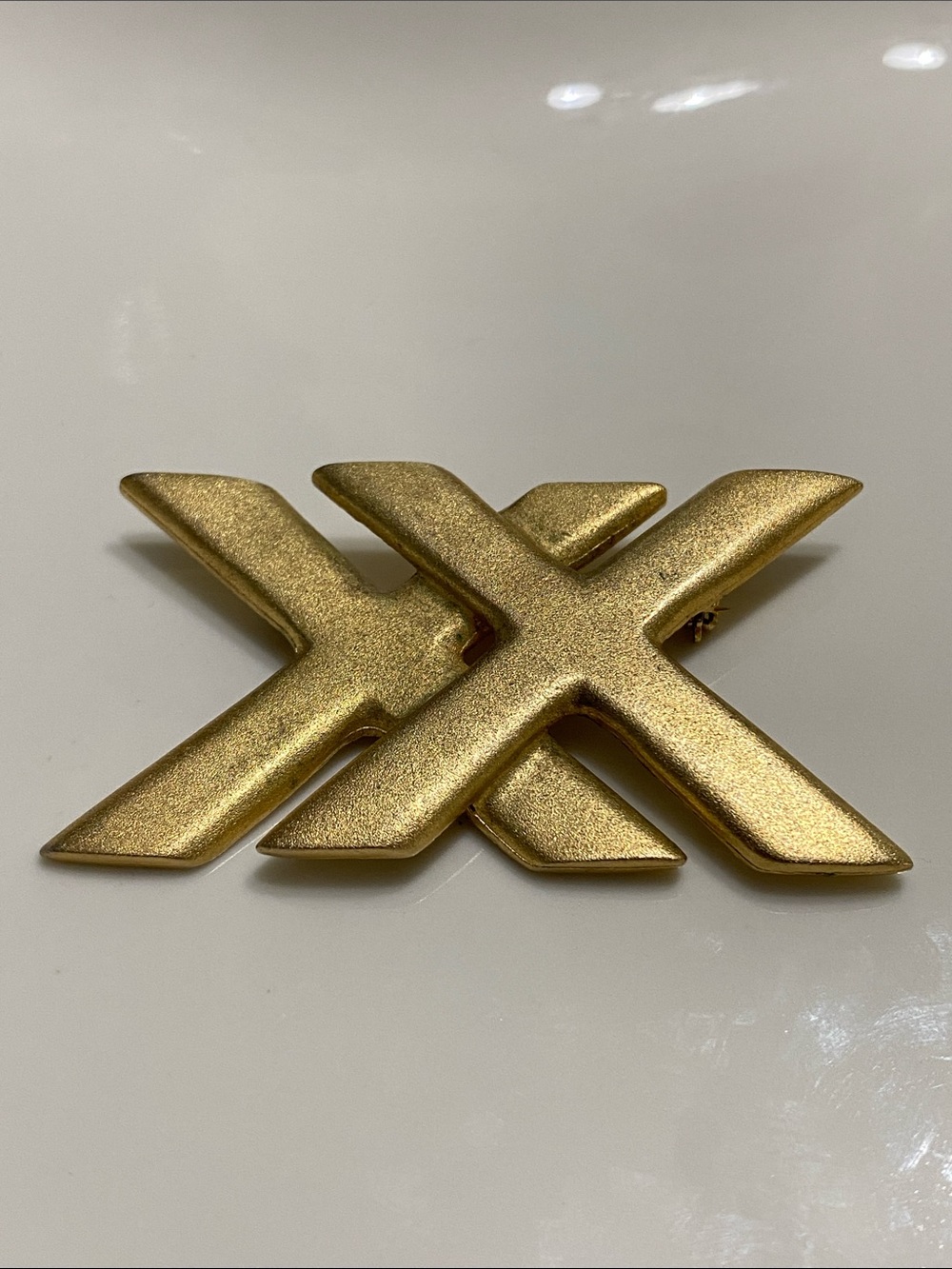 Vtg Gold Double X Brooch Pin